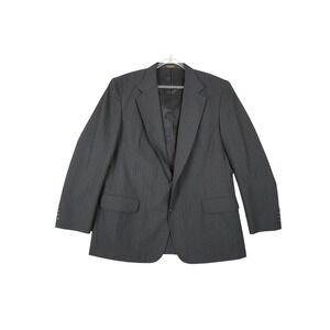 Barrington Mens 46L Black Pinstriped Wool Sport Coat Blazer Jacket 2 Button